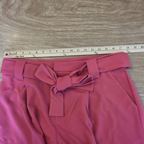 Curations Shorts Womens Large Pink Paperbag Waist Belted Pleated Pockets New - Picture 12 of 16
